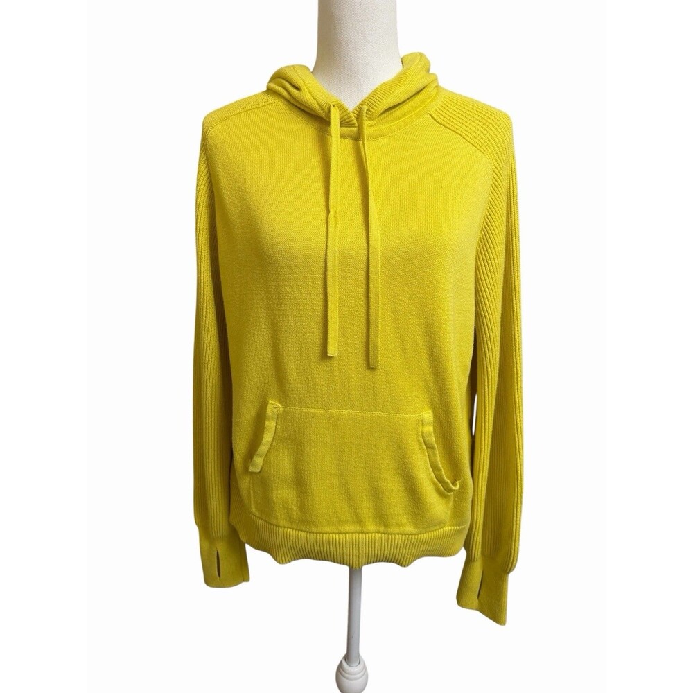 Style & Co. Women's XL Yellow Hooded Sweater w/ Kangaroo Pocket & Thumbholes